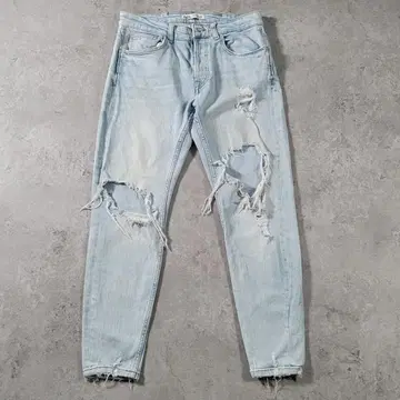 [ 새상품급 ] ZARA 자라 데미지 데님 팬츠 M 청바지 라이트 블루