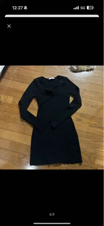 sly 블랙 니트 원피스 긴팔 랩 스타일