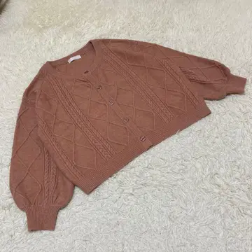 PINK HOUSE 케이블 니트 가디건 겉옷 두꺼운 원단 핑크 베이지