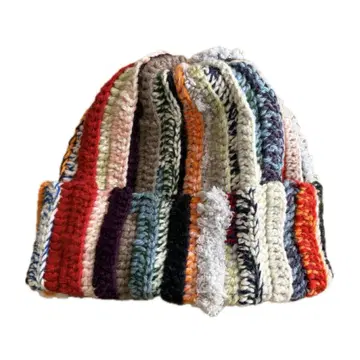 핸드메이드 크로 셰 뜨개질 컬러풀 니트 모자