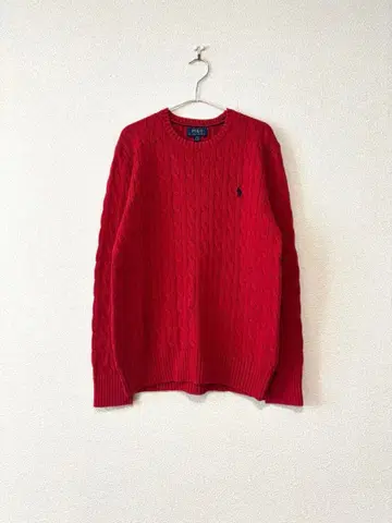 랄프 로렌 코튼 케이블 짜임 니트 빨간색 160
