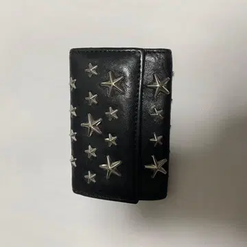 Jimmy Choo 블랙 가죽 키케이스 블랙 스타 스터드