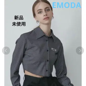 새상품 미사용 EMODA 컷오프 크롭 셔츠 FREE 체크 셔츠