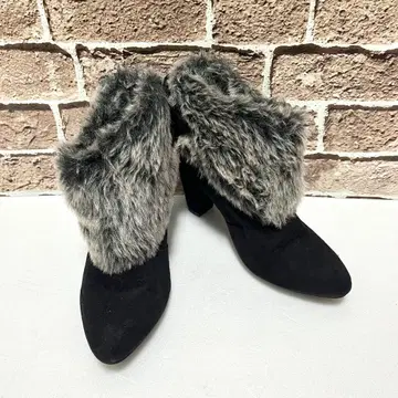 b.c.succession 숏부츠 M 블랙 퍼 포함 와이드 힐 겨울