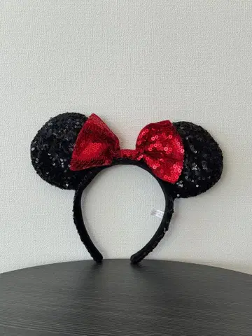 디즈니 미니 귀 머리띠 블랙 빨간색 리본
