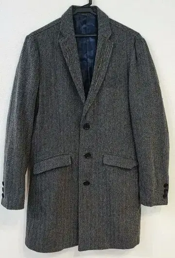 A3 HERE'S 히어즈 겨울 방한 그레이 헤링본 체스터 코트