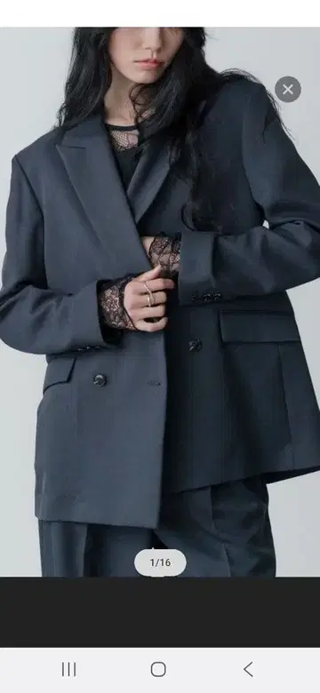 다크 그레이 더블 브레스트 테일러드 자켓