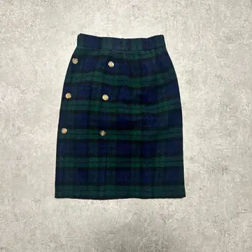 00s 빈티지 그린과 네이비 체크 타이트 스커트