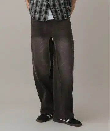 다크 그레이 와이드 데님 팬츠