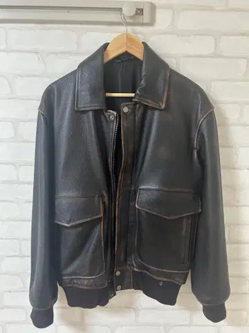 ZARA 다크 브라운 레더 봄버 자켓