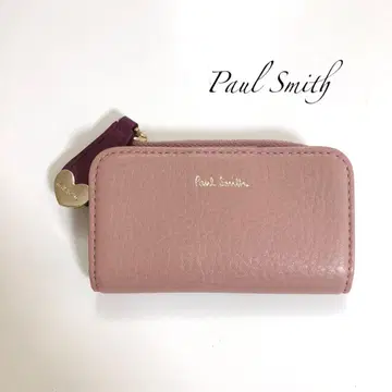 [새상품급] 폴스미스 키케이스 코인 케이스 가죽 핑크 베이지 보르도
