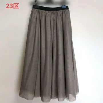 [ 미사용 새상품 ] 시스루 쉬폰 튤 롱 플레어 스커트