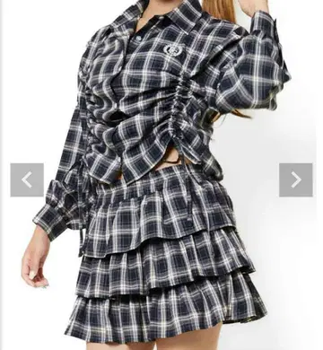 GORGE 체크 셔츠 & 프릴 스커트 셋업