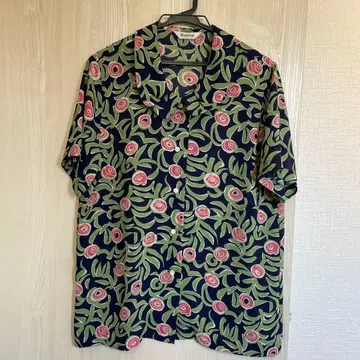 [레트로] MARQUISE 꽃무늬 반팔 셔츠 네이비