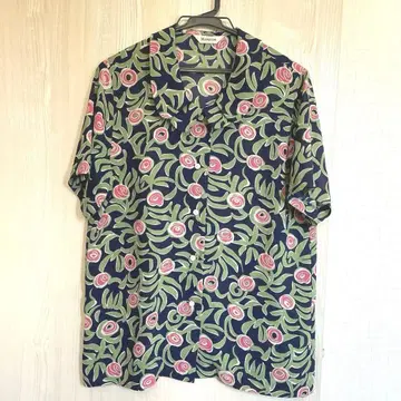 [레트로] MARQUISE 꽃무늬 반팔 셔츠 네이비