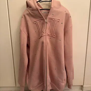 Darich 스톤 장식 집업 후드티 핑크