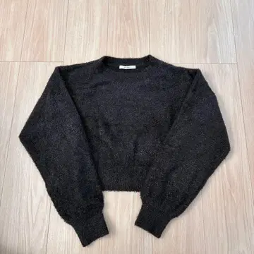 DISCOAT 블랙 크롭 니트 반짝이 니트