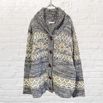 12186 시네마 클럽 숄카라 M 페어아일 패턴 니트 가디건