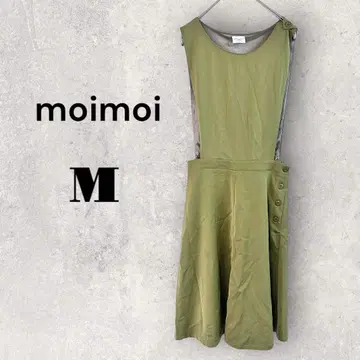 moimoi [M] 원피스 무릎 기장 허리밴딩 카키 그린 캐주얼