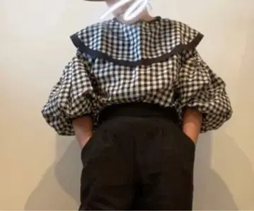 ito fukuoka 빅 칼라 파이핑 상의 체크 무늬