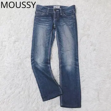 마우지 데님 팬츠 워시 가공 면 혼방 심플 돌려입기 캐주얼 슬림 레그