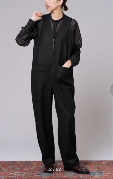 작은 체구 IENA LA BOUCLE 플라넬 V넥 점프수트 36