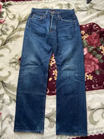 구제 의류 RED EAR 스트레이트 데님 다크 블루