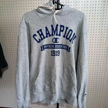 CHAMPION 그레이 후드 부착 후드티