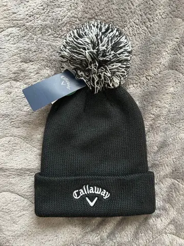 캘러웨이 블랙 폼폼 포함 니트 모자
