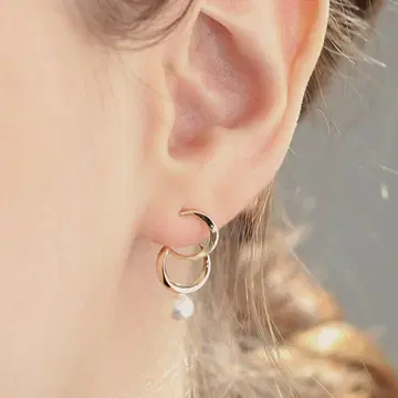 STAR JEWELRY 스타 주얼리 K10 귀걸이 더블 문 펄 귀걸이