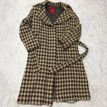 RESTIR 하운드 투스 패턴 롱 코트 벨트 포함