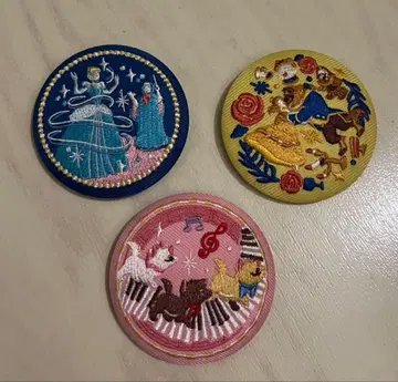 디즈니 자수 캔뱃지 - 아리스토캣, 신데렐라, 미녀와 야수