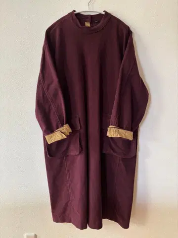 45R 버건디 코듀로이 롱 원피스