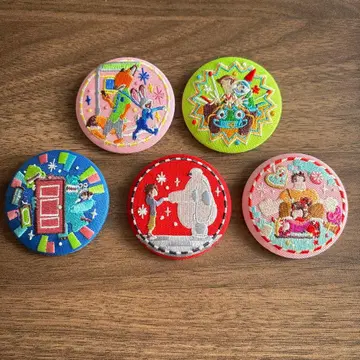 디즈니 캐릭터 자수 핀 배지 5개 세트