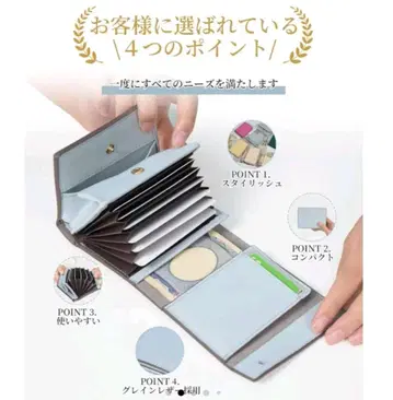 라이트 블루 탑 그레인 가죽 장지갑