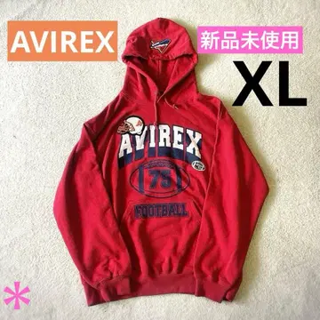 미사용 새상품 AVIREX 후드티 후디 빨간색 XL 풋볼 자수