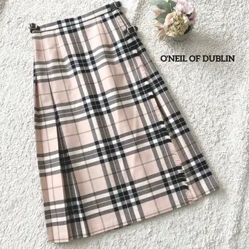 오닐 오브 더블린 핑크 계열 체크 플레어 스커트 US6
