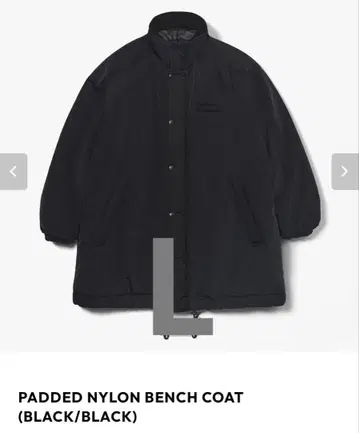 패디드 나일론 벤치 코트 (블랙/블랙)
