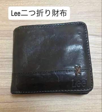 Lee 이단 접이식 지갑 천연 가죽 블랙 가죽 남성용