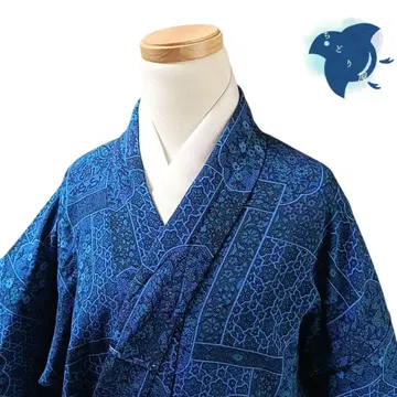 C34 치도리야 기모노 코몬 워셔블 기모노 화학 섬유 파랑 톨 사이즈