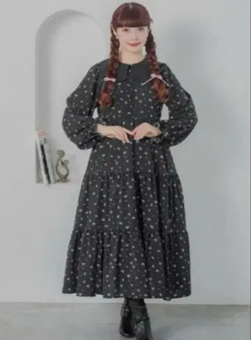 시마무라 시마미사 아오키 미사코 빅 사이즈 꽃무늬 원피스 4L 블랙