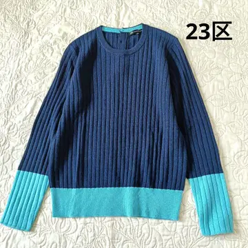 [미사용 새상품] 23구 캐시미어 혼방 바이컬러 얇은 소재 니트 38