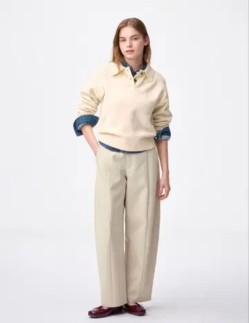 GU 브러쉬드 와이드 테이퍼드 팬츠