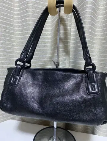 genten 블랙 가죽 핸드백