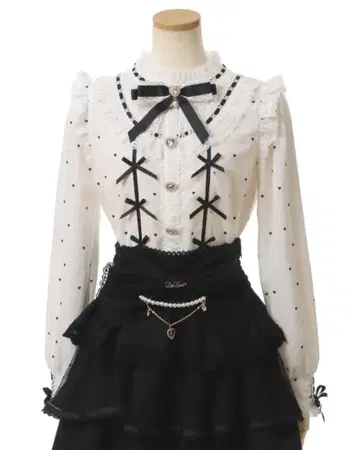 LIZLISA 오리지널 하트 도트 블라우스 블랙