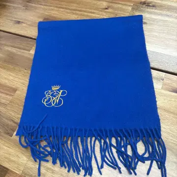 100% 캐시미어 머플러 파란색 금 자수