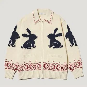 GU by rokh 풀 집업 니트 자켓 토끼 패턴