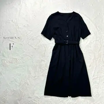 롱 원피스 벨트 포함 반팔 포멀 깔끔한 무지 심플 안감