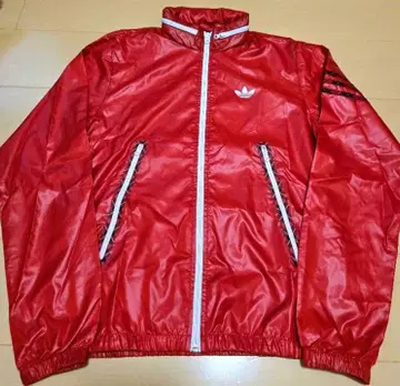 adidas 레드 체크 후드 윈드 브레이커 XS 사이즈