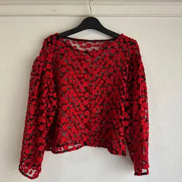 FUMIE TANAKA 튤 플라워 풀오버